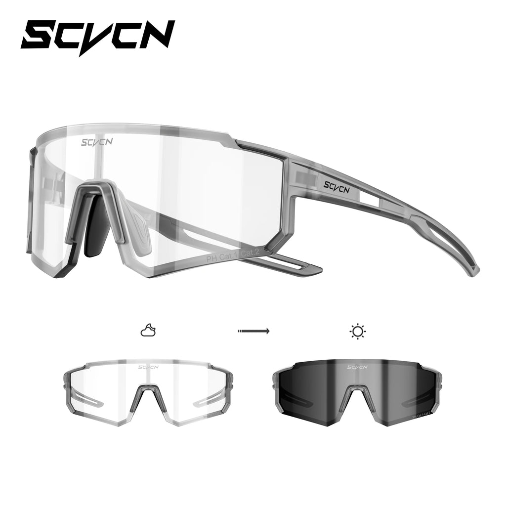 SCVCN Photochromic Hiking Eyewear Cycling Glasses Sports Sunglasses for Women Outdoor Road  MTB Bike Glasses UV400 Men Windproof