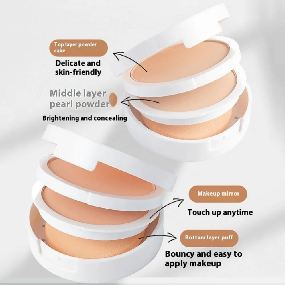 TLM TAILAIMEI  Two-Way Cake Compact Powder with Puff Matte Finish Face Powder Makeup Oil Control Lightweight Pressed Powder P105