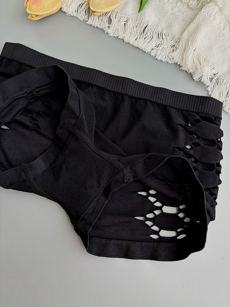 Seamless Sports Underpants Skirt Seamless Knickers Shorts Under The Skirt Sexy Side Mesh Hollow Out Boxer Panties Safety Panty