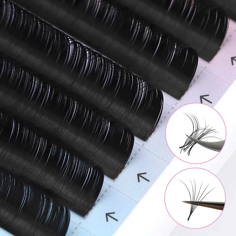 RUJADE 0.03 0.05 0.07 Russian Volume Eyelashes Extension Individual Handmade Lashes Fans Silk False Mink Eyelash Pinching Fans
