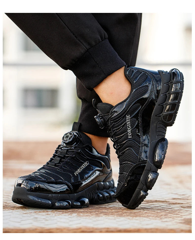 Men's Rotary Button Safety Shoes Anti-Impact Anti-Piercing Indestructible Work Shoes Fashionable Comfortable Safety Sneakers for