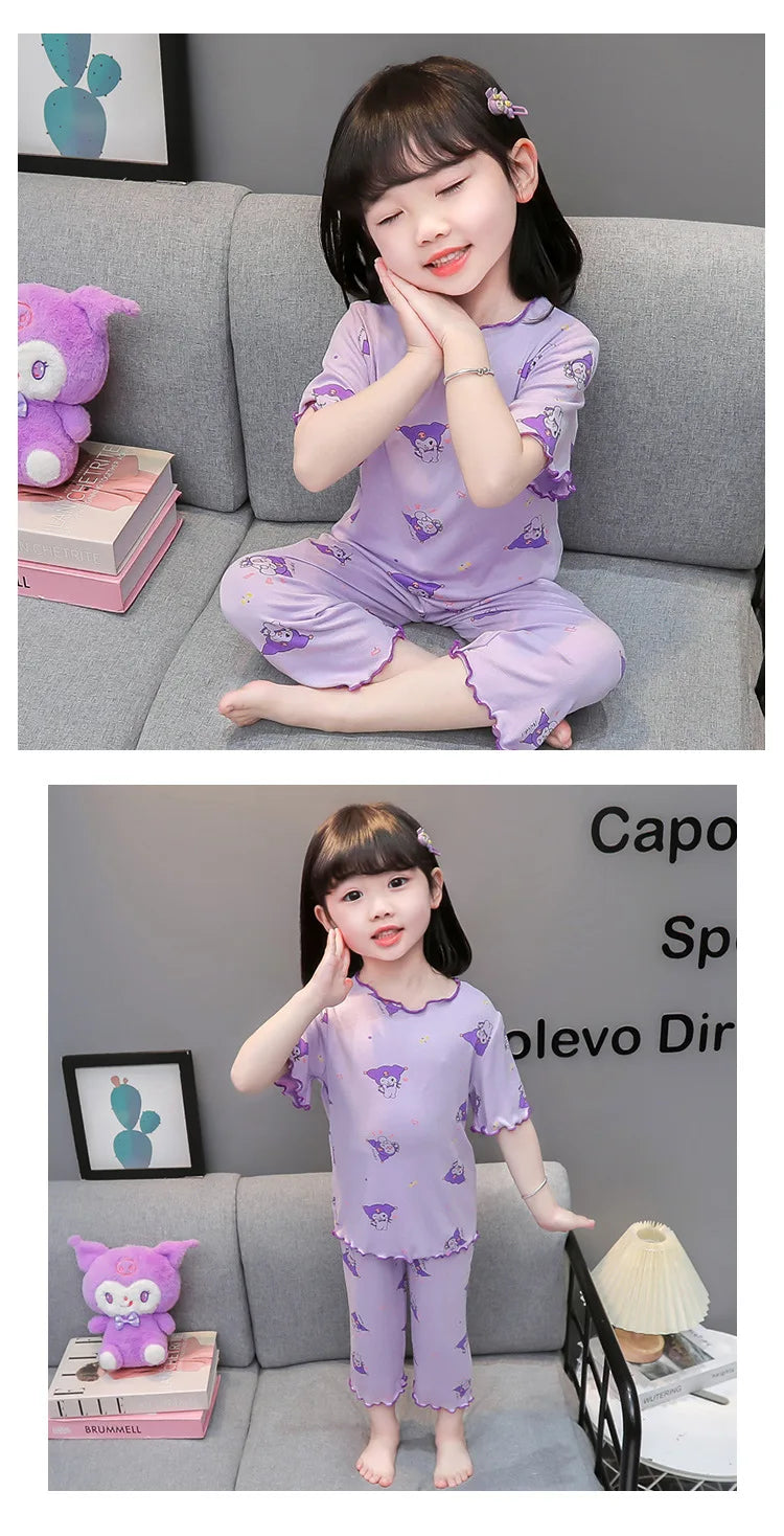 Baby Pajamas Sets Cotton Child Pajamas Toddler Summer Sleeveless Baby Nightwear Pyjamas Kids Cartoon Homewear Clothes