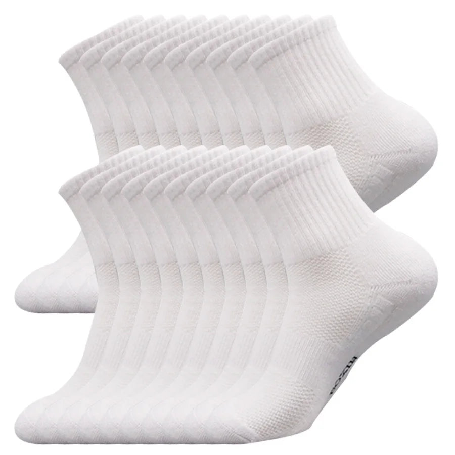 5/10/20 Pairs New Cool Men Black White Warm Socks Set Autumn Winter Male Solid Color Sport Short Socks For Men Dropshipping