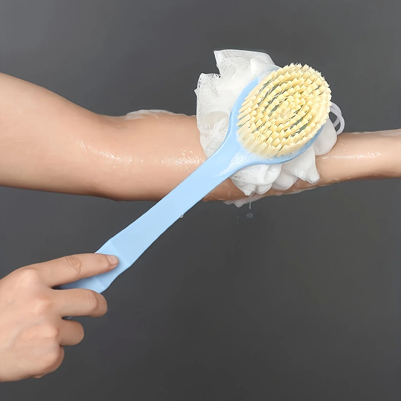 Soft Body Scrubber Shower Exfoliating Scrubs Long Handle Bath Brush Exfoliator Skin Massager Cleaning Brush Bathroom Accessories