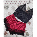 2PCS Womens Lace Sleepwear Lingerie Tops Shorts Set Babydoll Pajamas Nightwear