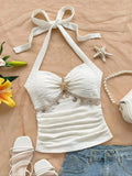 Women's suspender tie, starfish shell decoration, starfish metal button knitted fabric vest, suitable for parties，cropped top