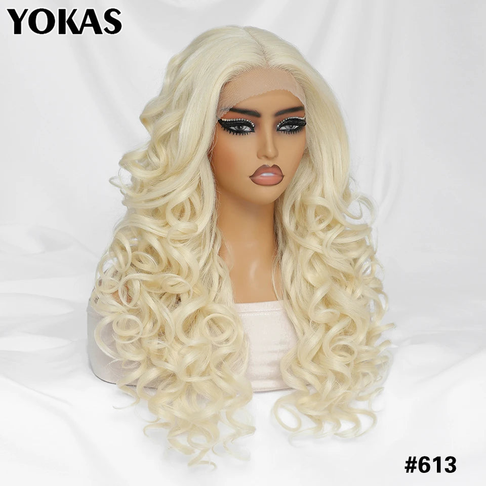 Lace Front Wigs Curly Latisha Synthetic High Quality Blonde Pink Blue Black White Red Brown Wig With Baby Hair For African Women