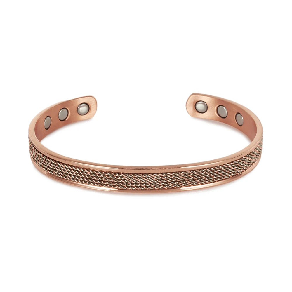 Vinterly Pure Copper Bracelet Women Line Adjustable Stripe Magnetic Bangle Arthritis Relief Health High Magnet Jewelry Resizable