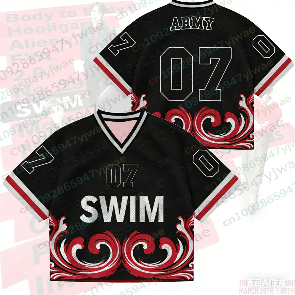 SWIM Unisex Jersey 2026 Fashionable Streetwear Top V-Neck Loose Short Sleeved Gift For Arm Summer Men'S And Women'S T-Shirt