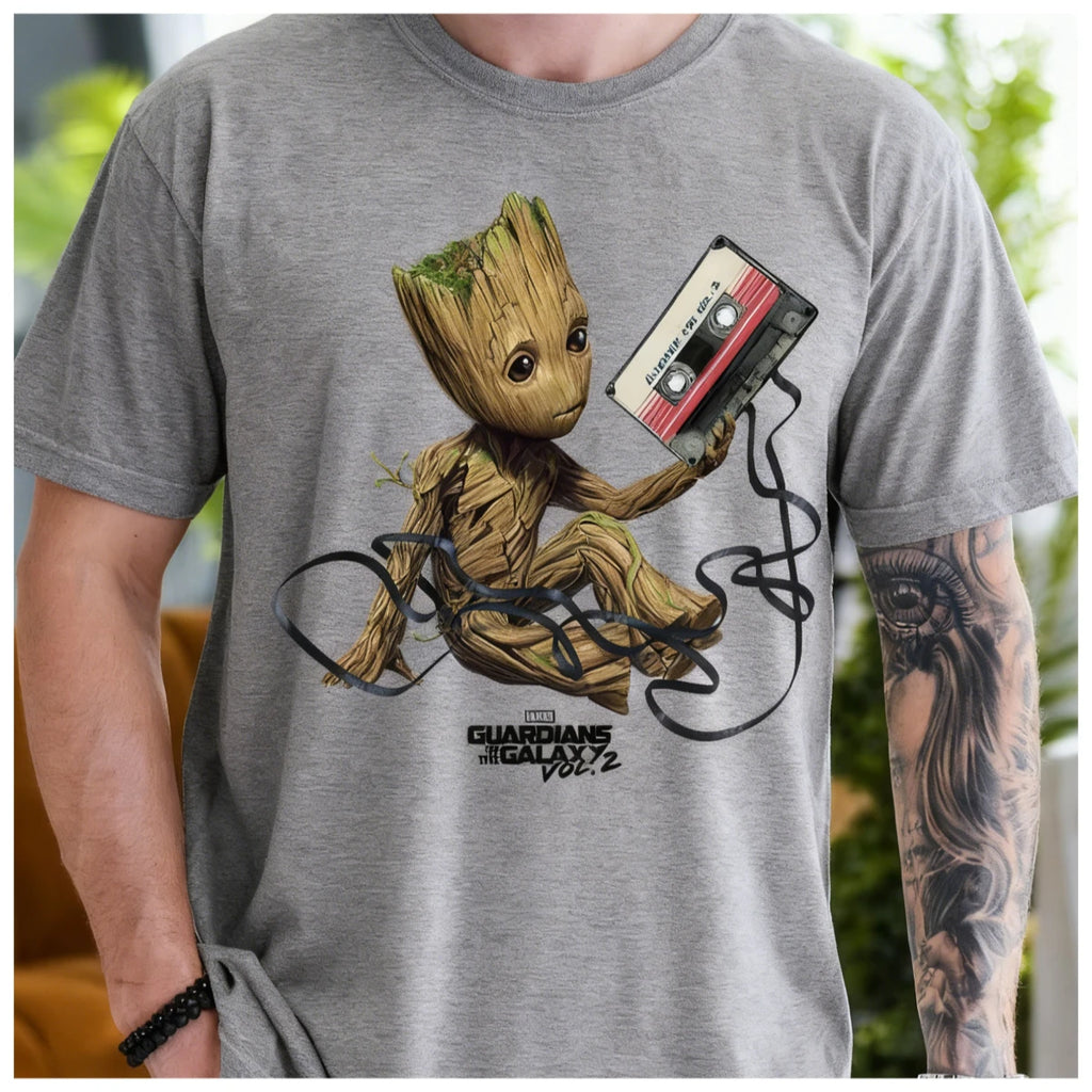 Marvel's Guardians of The Galaxy Trendy Casual Groot Print T-shirt Casual Top Spring, Summer, Autumn and Winter Innerwear