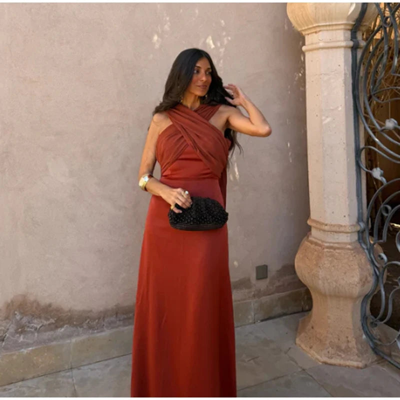 Solid Color Strapless Ribbon Women Summer Dress Sexy Sleeveless Backless High Waist Slim Maxi Vestidos 2026 Lady Vacation Outfit