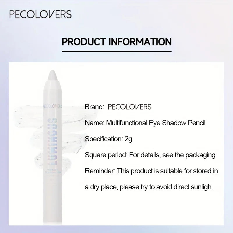 Long-Lasting Glitter Eyeshadow Highlighter Pencil for Eye Makeup - Waterproof, Pearly, White and Silver