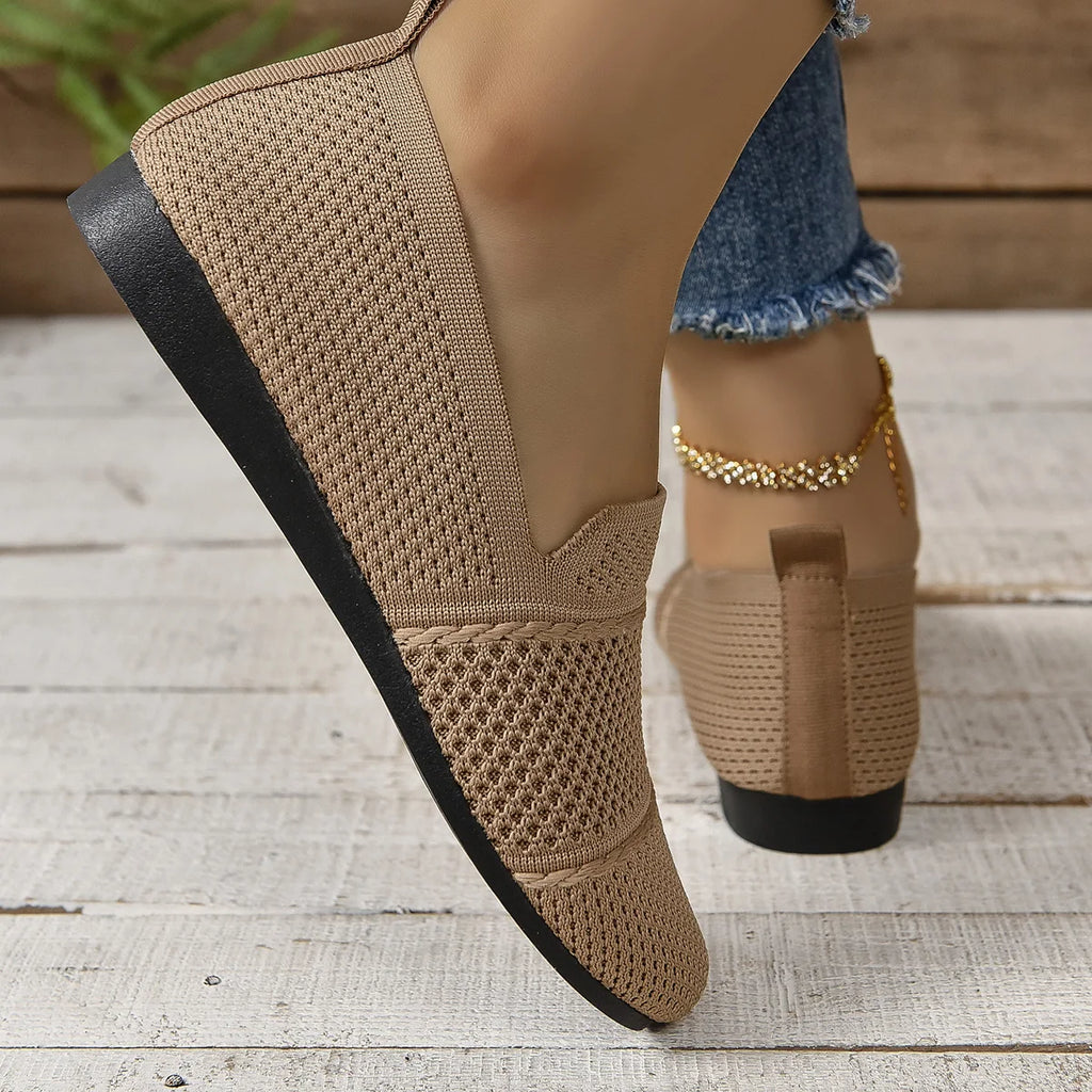 New Summer Mesh Square Toe Breathable Women Shoes Fashion Hollow Out Casual Flat Shoes for Women Large Size Zapatos De Mujer