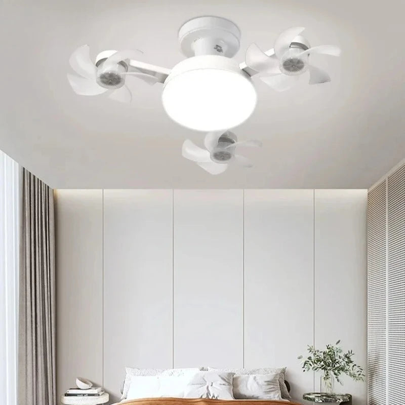 Drone Design Silent Ceiling Fan Light E27 Base Remote Controlled Dimmable 3 Color LED Ceiling Fanlight for Living Room Bedroom