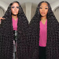 Deep Wave Wigs Human Hair 13x4 HD Transparent Lace 13x6 Full Frontal Wigs Natural color Curly Wigs For Women 220% Density