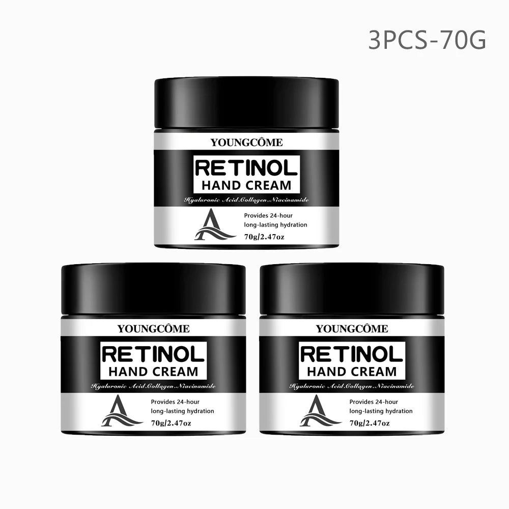 YOUNGCOME Retinol Hand Cream with Hyaluronic Acid & Collagen - 24-Hour Long-Lasting Hydrating Hand Moisturizer 40/70g