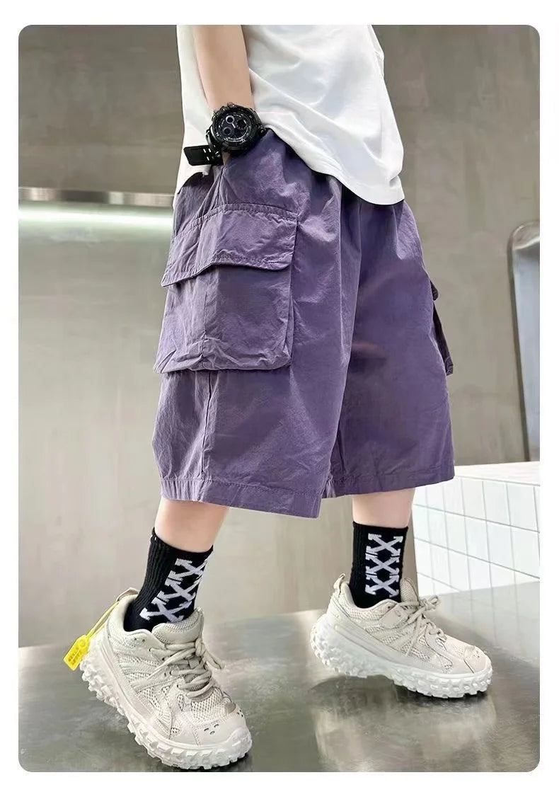 3-14 Years New Fashion Summer Boys Shorts Cotton Big Pocket Half Trousers For Kids Children Outdoor Sport Pants