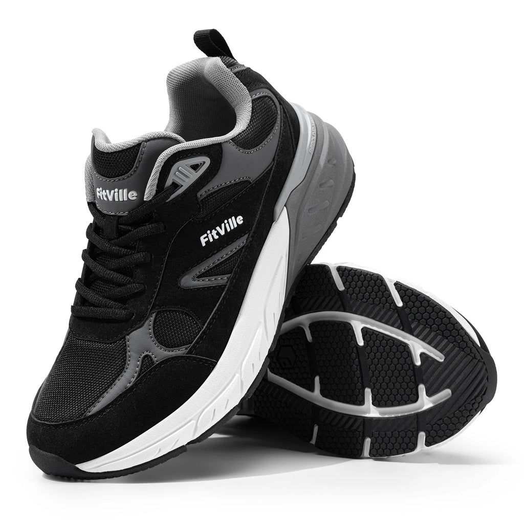FitVille Newest Walking Shoes for Men Wide Width Sneakers with Arch Support for Flat Feet Heel Pain Relief Plantar Fasciitis