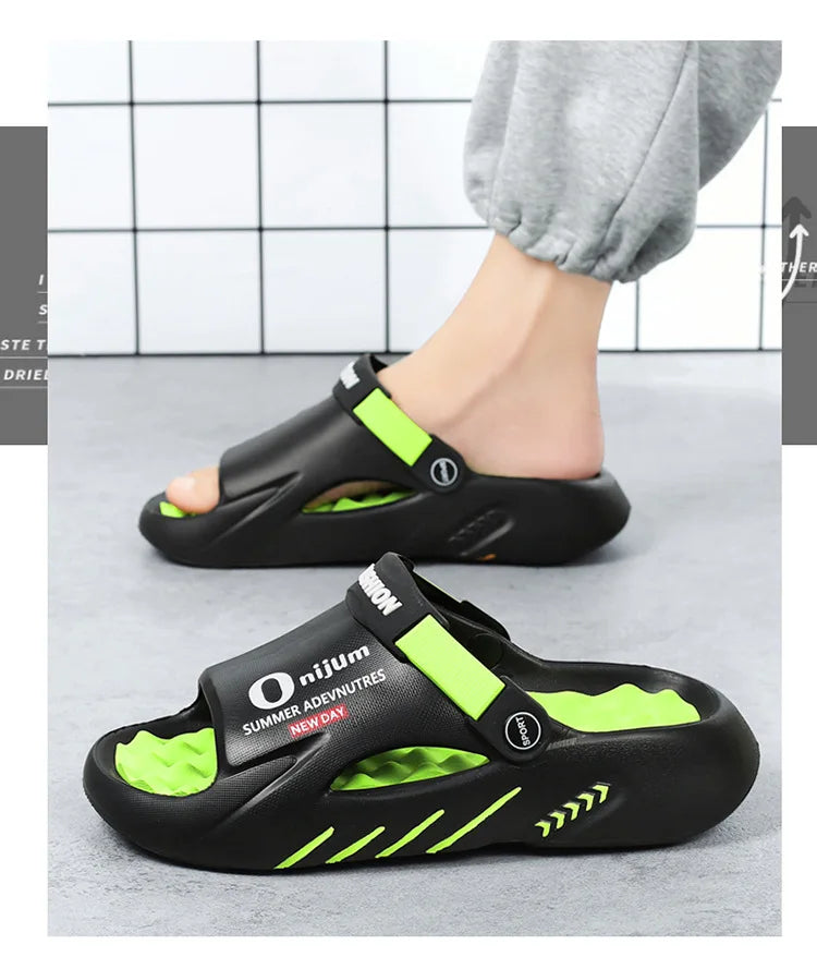 Pallene Summer Men's Slippers EVA Lightweight Slides Indoor Outdoor Sandals Leisure Beach Shoes Comfort Soft Sole Men's Slippers