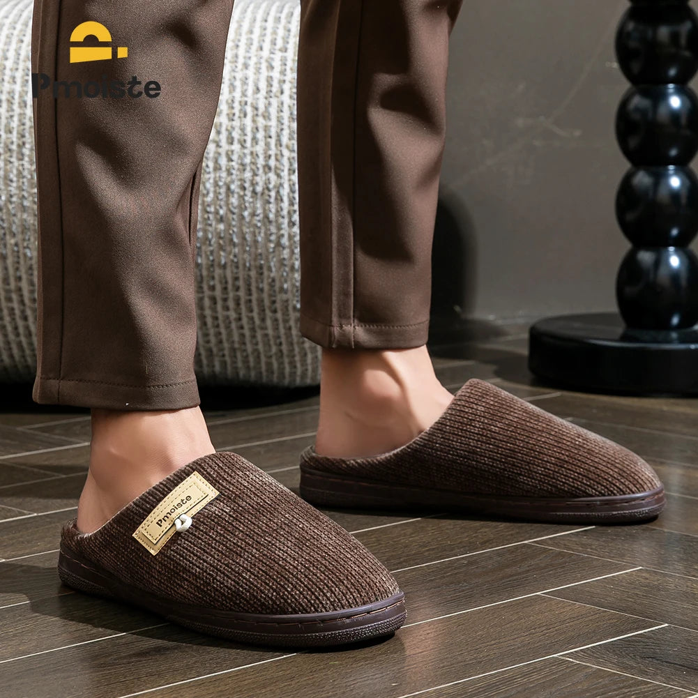 House Slippers for Men Warm Non Slip Indoor Knitted Memory Foam TPR Sole Cushion Home Shoes Winter Luxury Designer Comfort