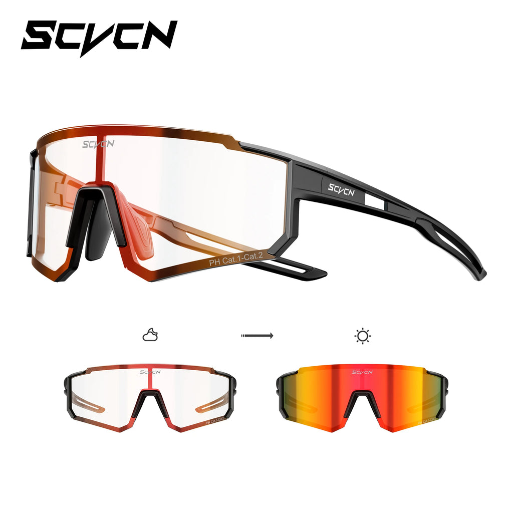 SCVCN Photochromic Sunglasses Outdoor Sports Bike Cycling Glasses Man MTB Climbing Glasses Women Driving Bicycle Eyewear New