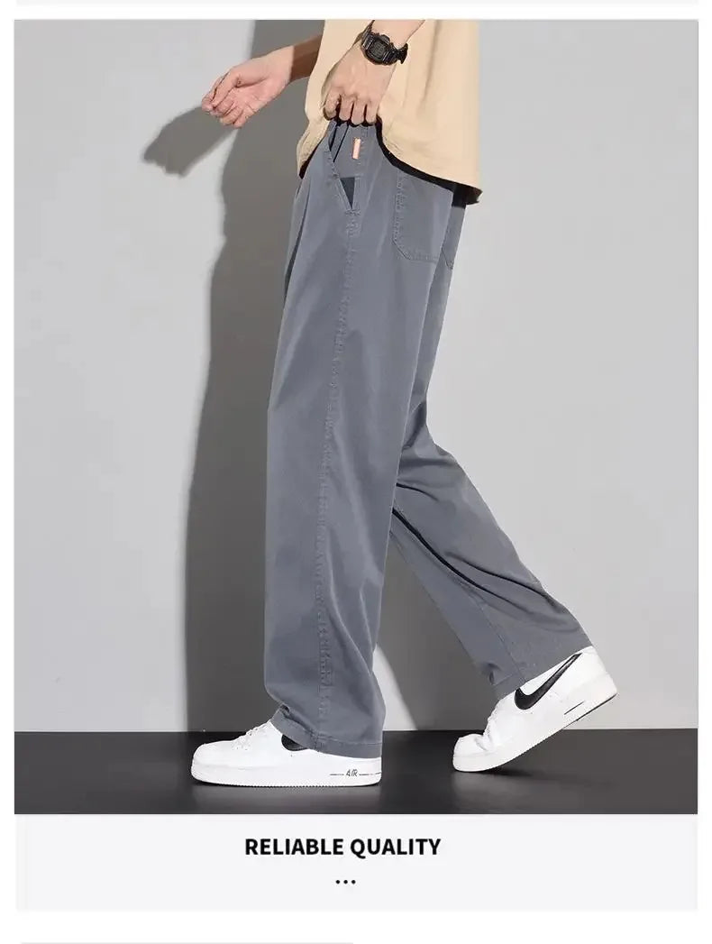2026 Thin Summer New Men's Soft Lyocell Casual Pants Comfortable Fashion Solid Color Simple Male Trousers Brand Clothing