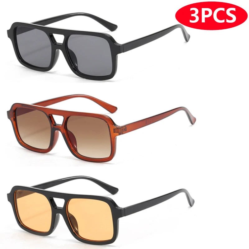 3pcs/6pcs New Parallel Bars Versatile Sun Glasses Retro Fashion Outdoor Sunglasses Riding UV Protection Eyeglasses Female