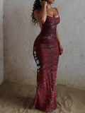 Weird Puss Backless Maxi Dress Women Sleeveless Leopard Print Sexy Skinny Clubwear Stretch Tight Beach Vacation Slim Vestidos