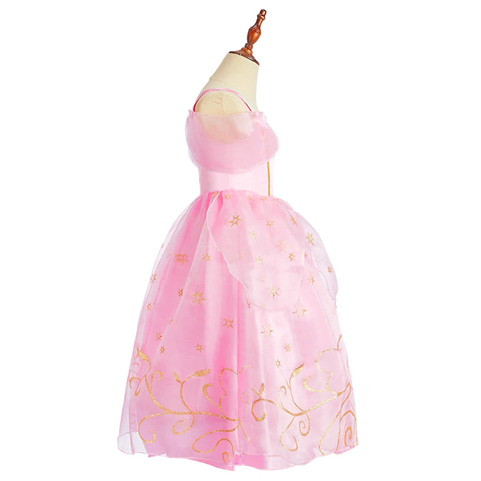 Little Girls Children Sleeveless Pink Dresses Children Summer Clothing Kids Princess Carnival Christmas Luxury Cosplay Dresses