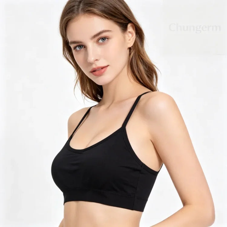 Sports Underwear Women Yoga Fitness Seamless Crop Top Wide Letter Straps Comfortable Workout Activewear Back Without Underwire