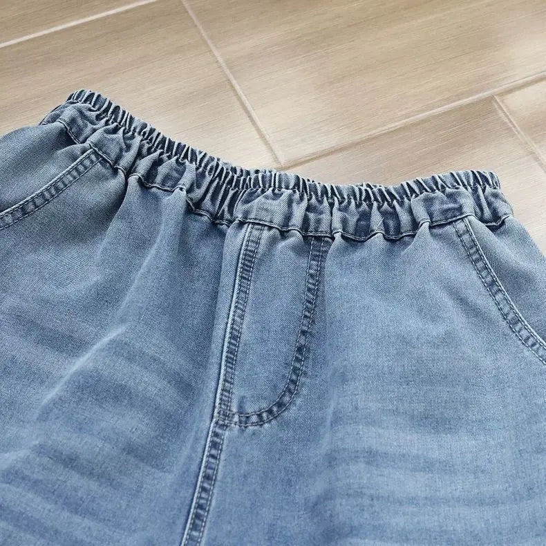 Artistic retro Heavy industry Embroidered Denim Wide leg Pants Spring Summer 2025 New Women's Loose waist Casual Nine Fen Jeans