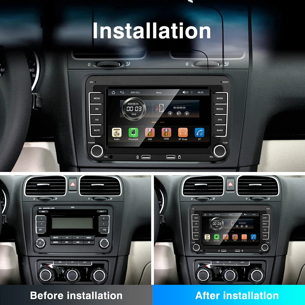 7" 2 Din HD Car Media Video RDS Airplay Car Radio CarPlay Android Auto Stereo Audio For Volkswagen/Seat/Skoda/Passat/Golf/Polo