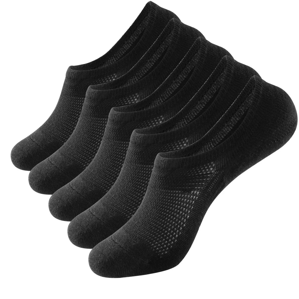 RMSWEETYIL 5 Pairs No Show Low Cut Short Invisible Liner No Slip Socks for Men and Women Cotton Thin Flat No See Boat Shoe Socks