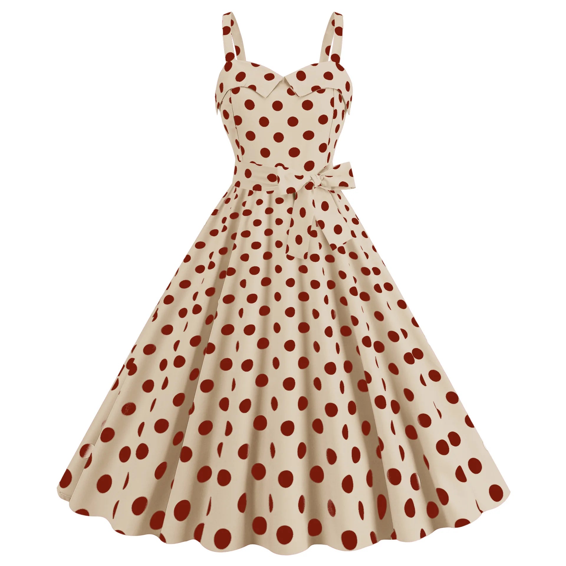 Elegant Women Pink Polka Dot Dress Summer Robe Hepburn 1950s 60s Vintage Sexy Halter Rockabilly Retro Party Dresses 2026 Vestido