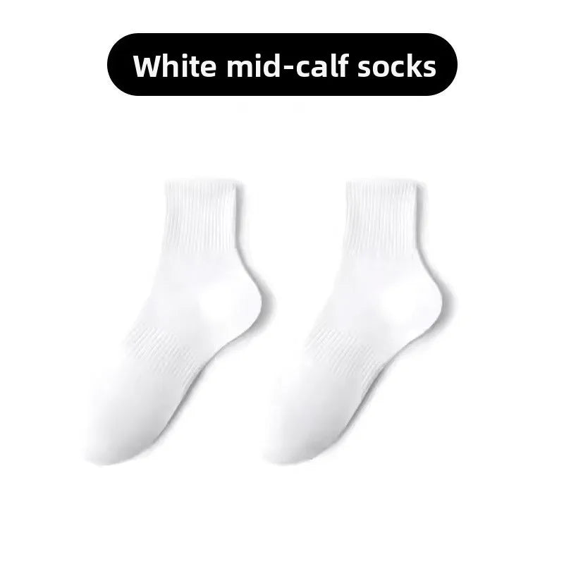 100 Cotton Xinjiang Socks for Men Women Unisex Sports Socks Black White Solid Color Anti Odor Short Socks for All Seasons Couple