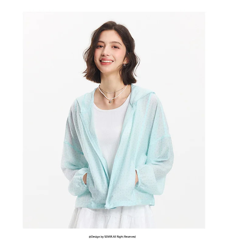 Semir Jacket Women Floral Print Girly 2025 New Summer Oversize Hooded Jacket Sweet for Casual and Trendy Outfits