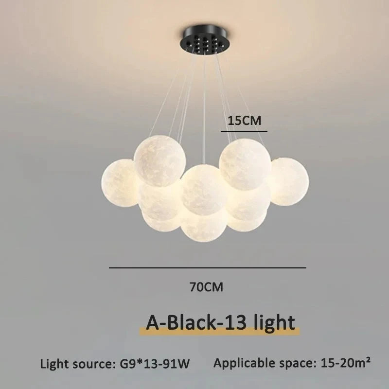 Modern Minimalist LED Ceiling Pendant Lamps Design Cream Ball Chandelier Light Home Decor for Living Dinning Room Bedroom Indoor