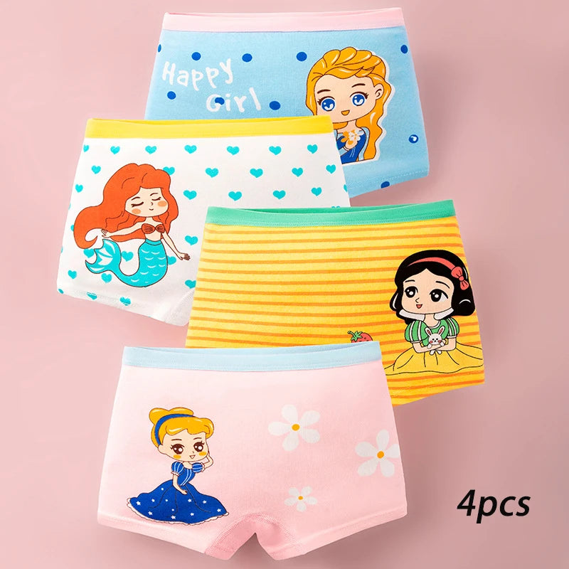 3-8 Years Old Kid's Boxer Underwear 100% Cotton Baby's Class A 100% Cotton Yound Children's Girls' Brief 4 Pcs a Lot