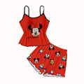 Women's 2-piece Disney Mickey Minnie Family Cute Cartoon Printed Pattern Strap Top and Shorts Pajamas Home Clothes