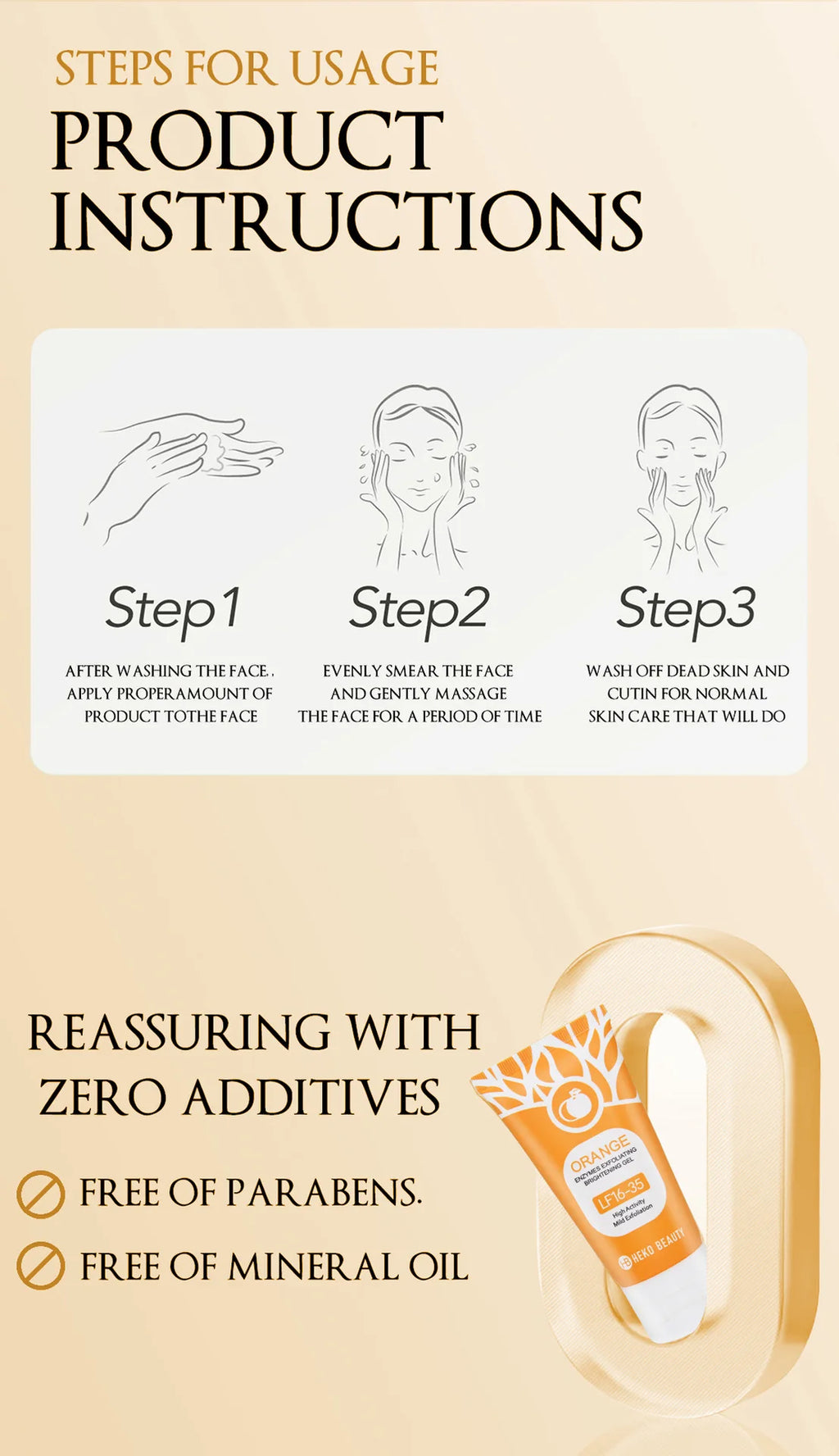 Orange Exfoliating Gel 50g, Exfoliation, Dead, Removal Deeply Cleansing, Long-Lasting,Moisture Cleanses Pores,Safe for Full Body