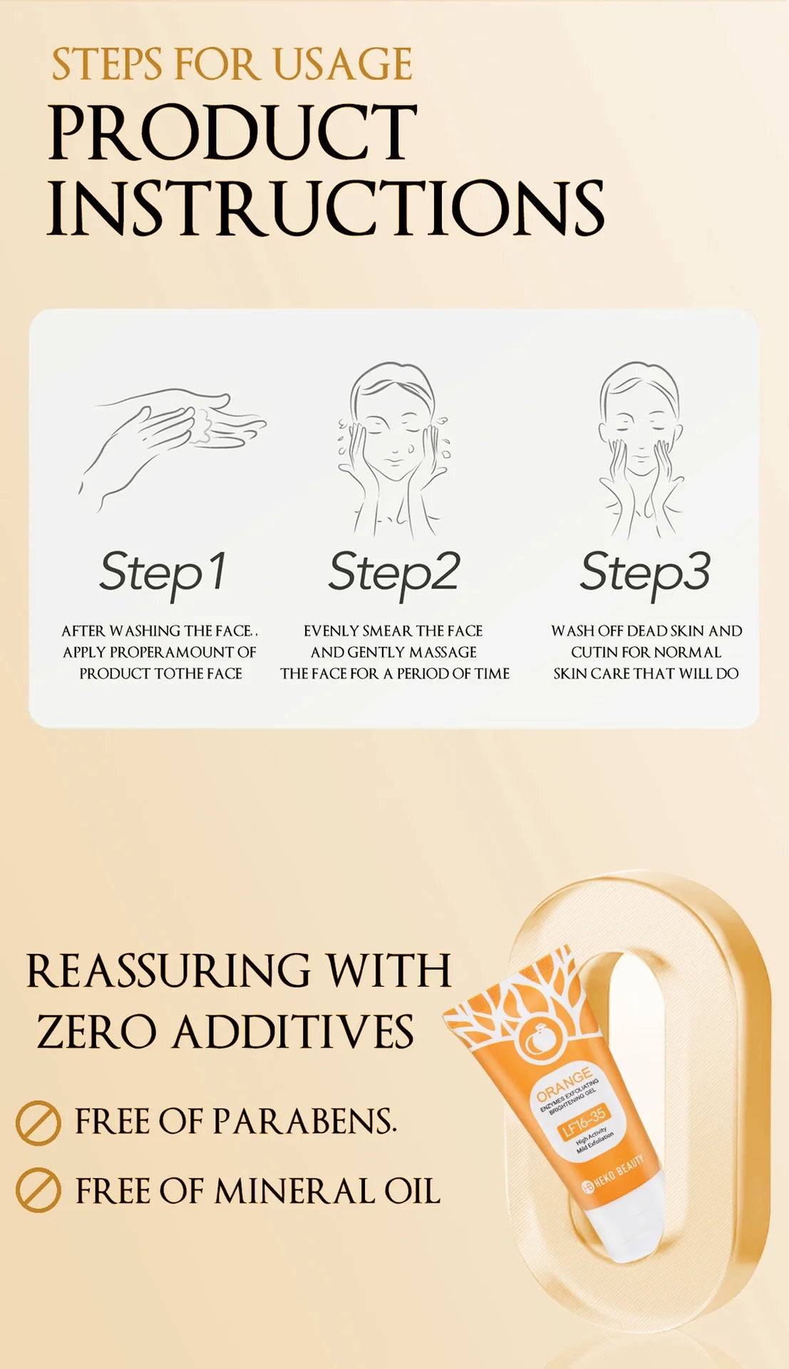 Orange Exfoliating Gel 50g, Exfoliation, Dead, Removal Deeply Cleansing, Long-Lasting,Moisture Cleanses Pores,Safe for Full Body