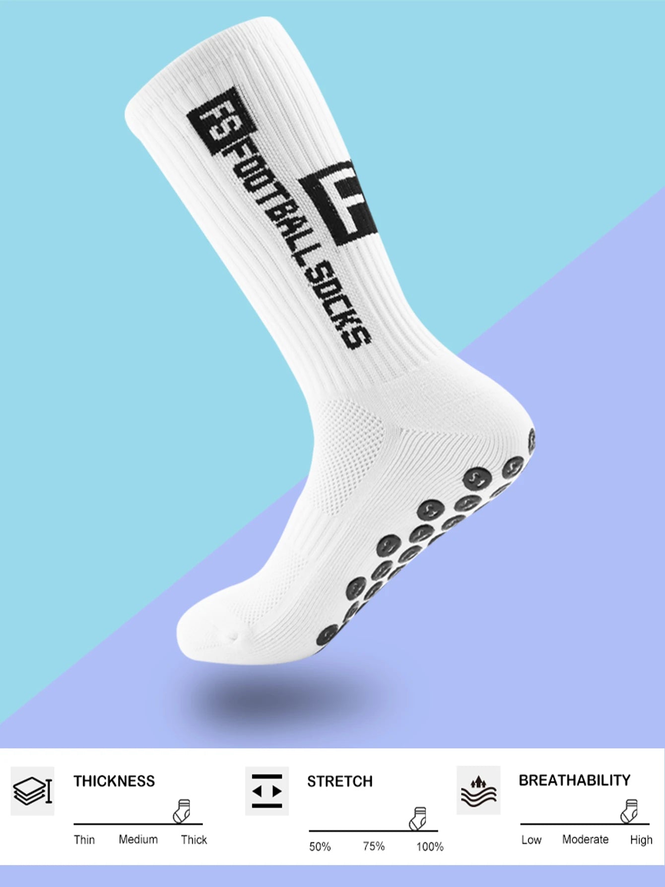 4 Pairs Men's Soccer Socks Anti Slip Non-Slip Gripper Pads for Football Basketball Sports With Grippers Socks
