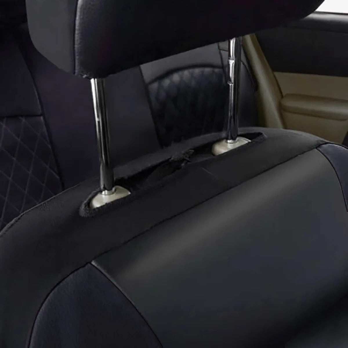 Universal Internal Seat Covers 4PCS All-Season Quilted Faux Leather Car Seat Cover