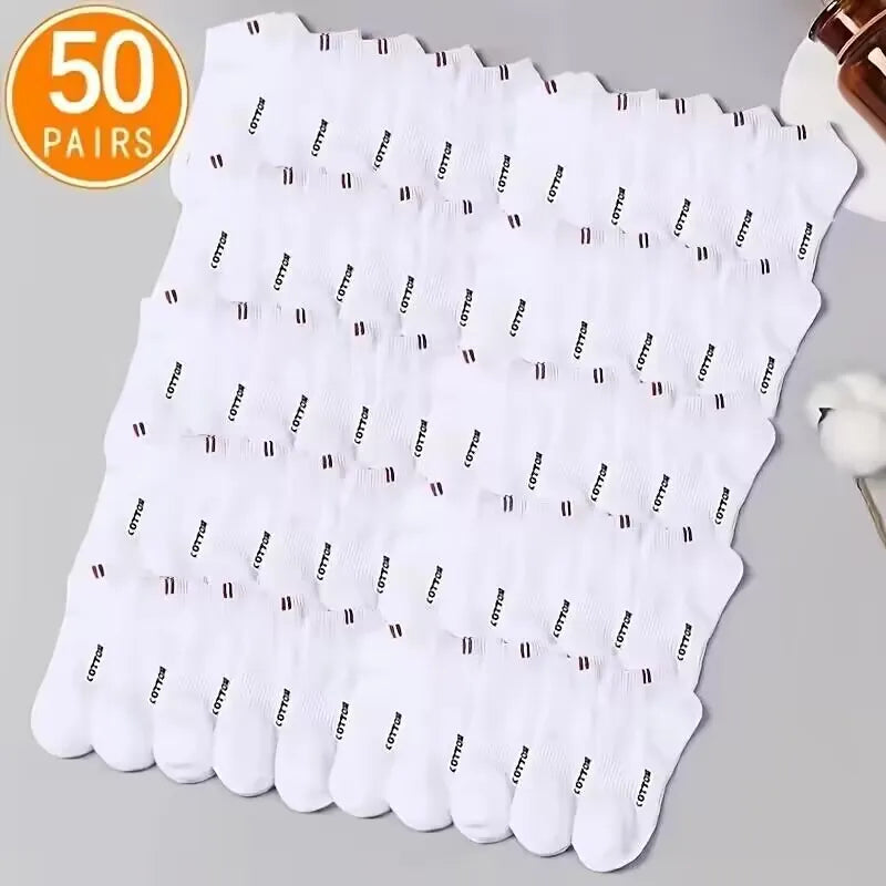 20/50 Pairs of High-Quality Soft and Comfortable Men's Sports Socks Casual and Breathable Black and White Short Socks