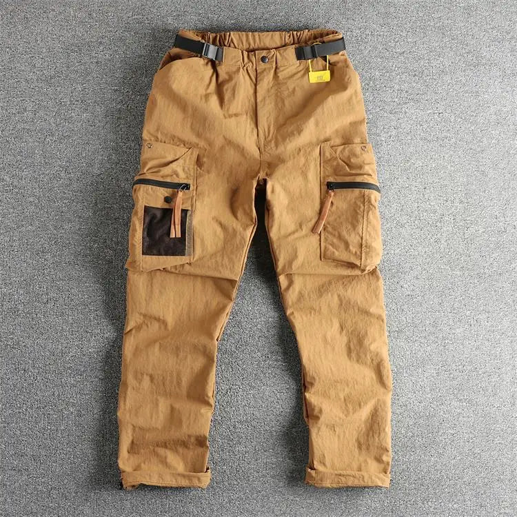 2025 New Japanese Loose Straight Outdoor Paratrooper Assault Pants Men's Functional Pocket Casual Trouser with Belt for Cityboy