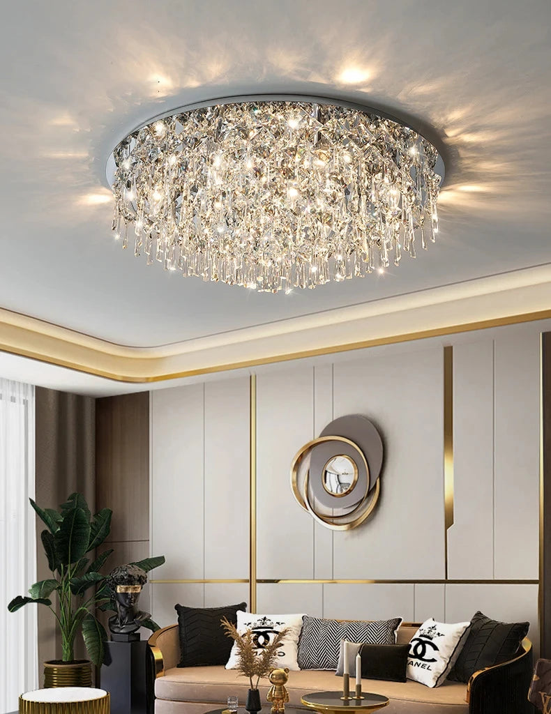 Modern Minimalist LED K9 Crystal Chandelier Ceiling Pendant Suspend Lights Home Decoration Lamp Dining Room Living Villa Bedroom