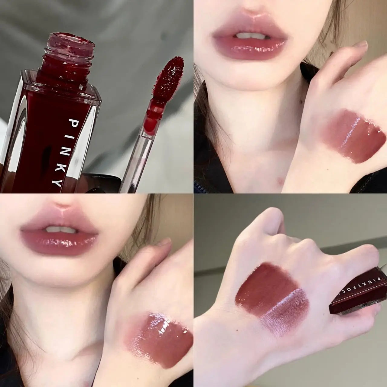 Pinkyfocus Mirror Lip Glaze - Moisturizing, Long-Lasting, Non-Stick Cup, Brightens Skin Tone, Waterproof Lip Gloss Creates Hydrated and Plump Lips, Suitable for All Skin Tones, Holiday Gift