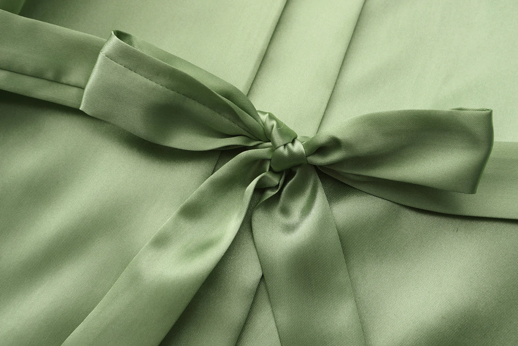 Satin Silk Robes Plus Size Wedding Bathrobe Bride Bridesmaid Mother Maid of Honor Gown Women Clothing Sleepwear Sage Green