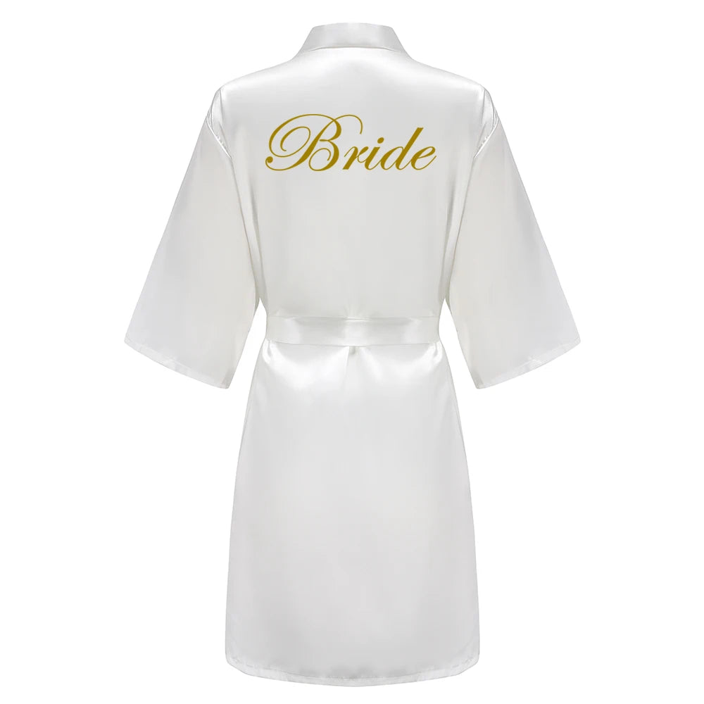 Bride Bridesmaid Wedding Robe Kimono Bathrobe Gown Nightgown Casual Satin Short Women Sexy Nightwear Sleepwear YS1666