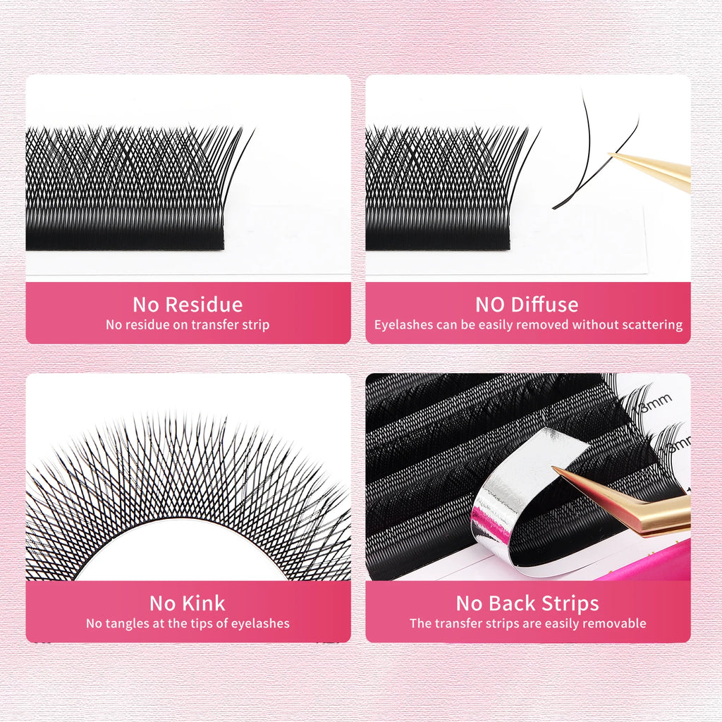 XIUSUZAKI YY Shape Black Brown Eyelashes Extensions Two Tips 2D YY False Lashes Natural Premade Volume Fans Individual Lashes